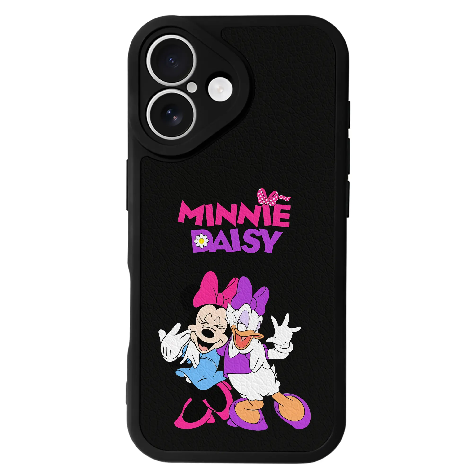 ミッキーマウス（Mickey Mouse） グッズ デイジーダック（Daisy Duck） - IPhone 16シリーズ対応 ・ シリコンスマホケース ・ レザー調 ・ 高精度フィット ・ 耐衝撃 ・ ワイヤレス充電対応 ・ 精密カット